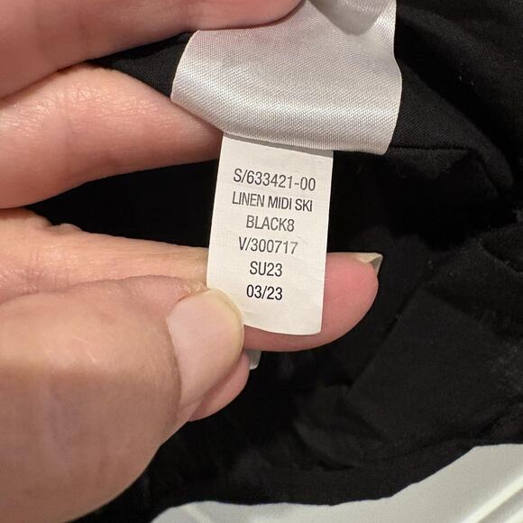 Banana Republic Skirt Womens Size 6 Black Linen Blend Midi Pockets Front Slit - Picture 11 of 12